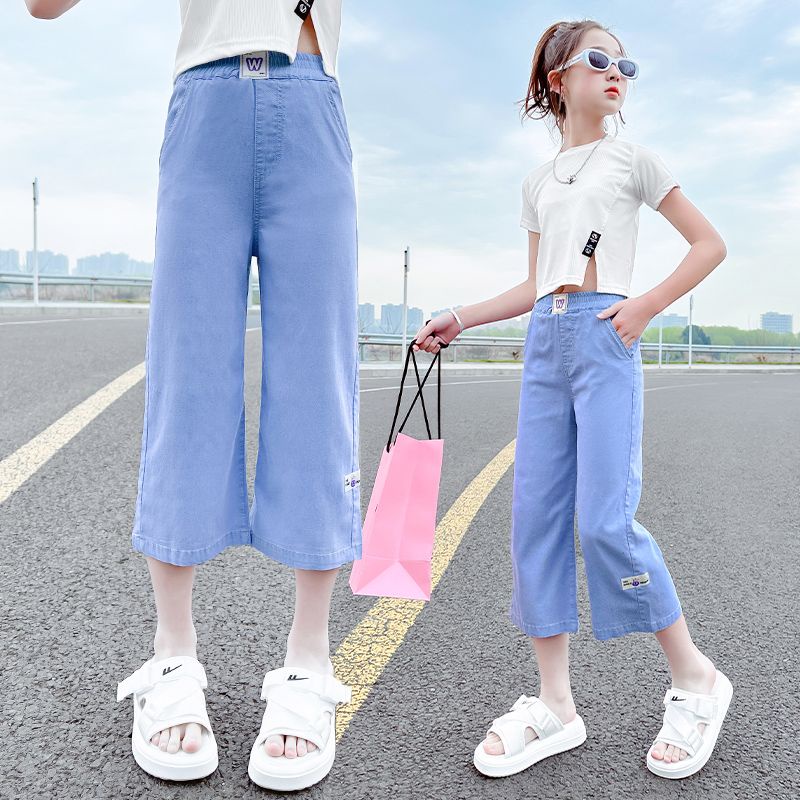 Quần Denim Ống Rộng Thời Trang Mùa Hè Dành Cho Bé Gái KH8K