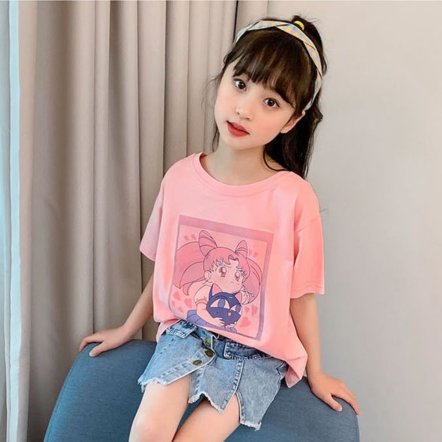 Áo Thun Cotton Nguyên Chất Tay Ngắn Phong Cách Hàn Quốc Mẫu Mới Mùa Hè 2023 Dành Cho Bé Gái DJ3R