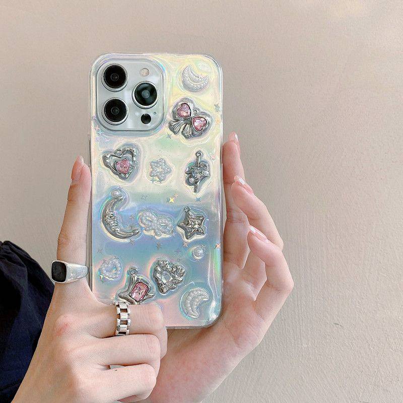 Pink Diamond Bow Apple 14promax Phone Case Xs/Xr Female Iphone13/12/11 Soft Case 7/8plus lcWh