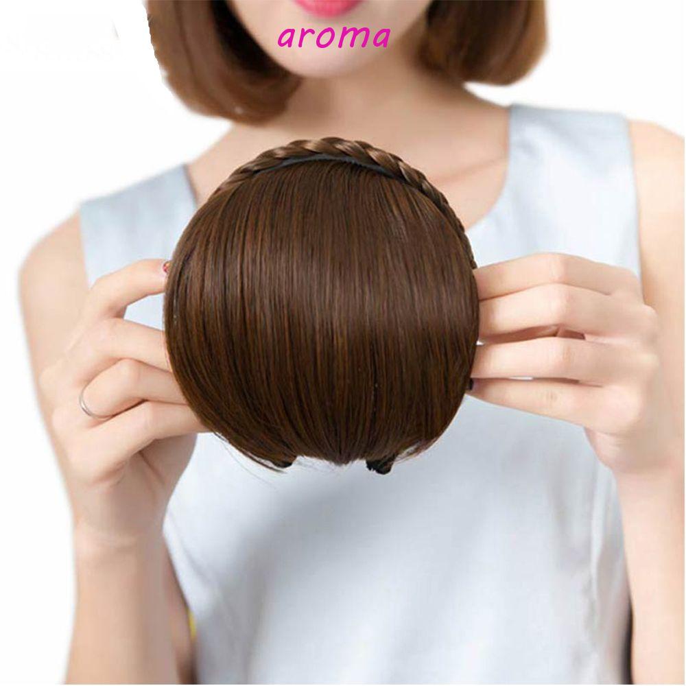 Tóc Giả Ngắn Mái Ngang Bằng Sợi Tổng Hợp Dành Cho Nữ AROMA Blunt Bangs