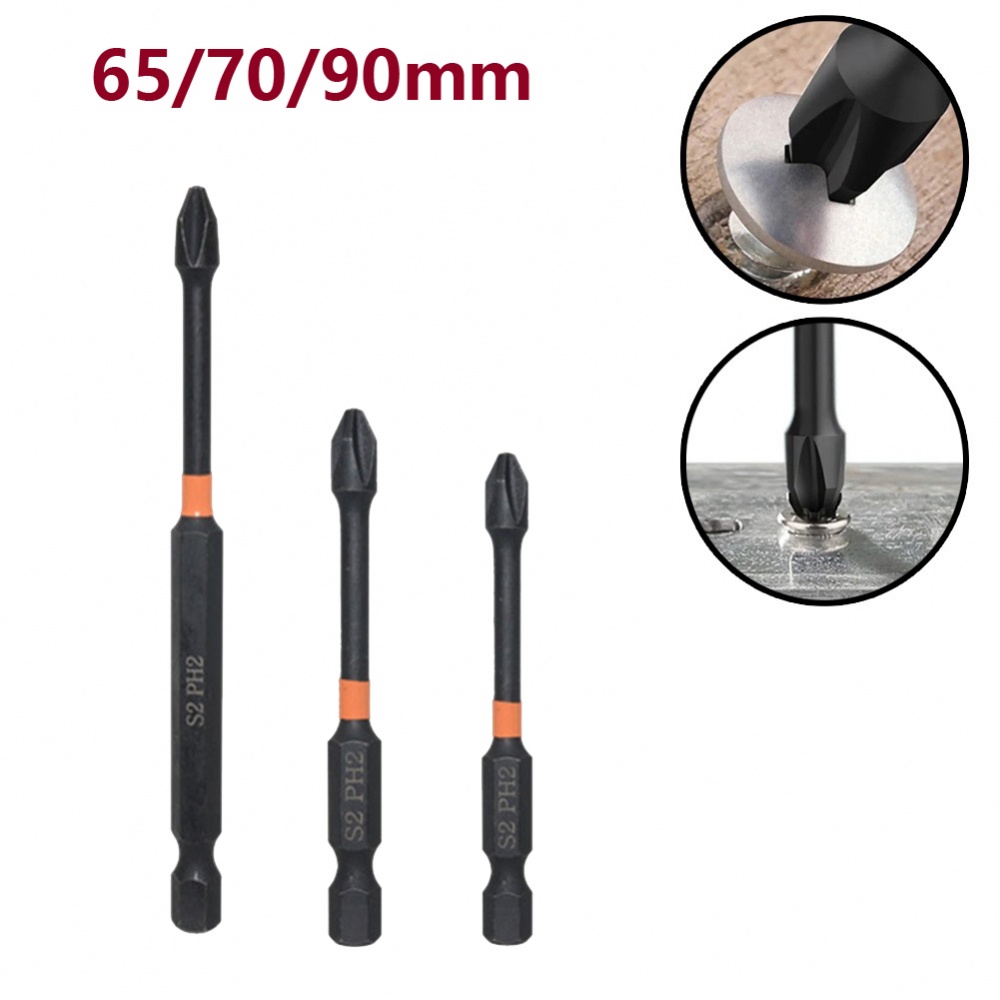 Bộ 3 Mũi Tuốc Nơ Vít Từ Tính PH2 Bằng Hợp Kim Thép Dài 65mm 70mm 90mm