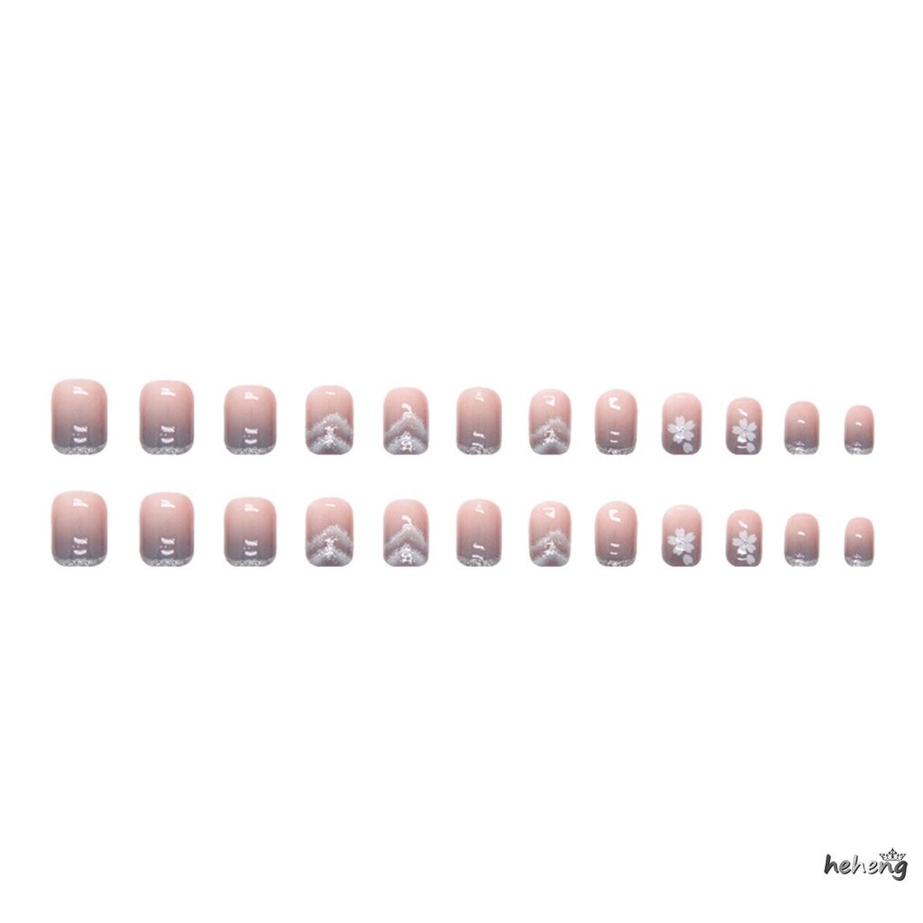 Bộ 24 Móng Tay Giả Màu Xanh Dương Gradient Lâu Trôi Không Gây Dị Ứng