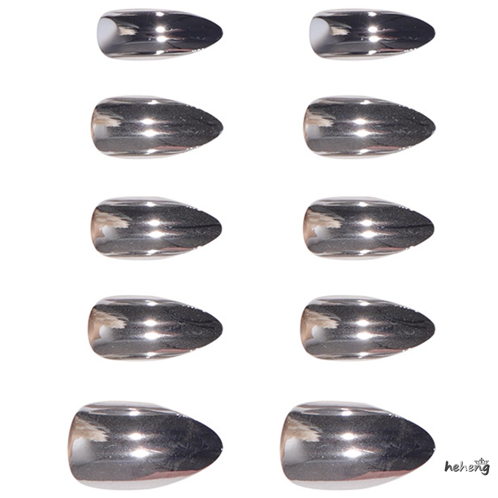 Bộ Móng Tay Giả Ngắn Màu Bạc Bằng Acrylic Thân Thiện Với Môi Trường