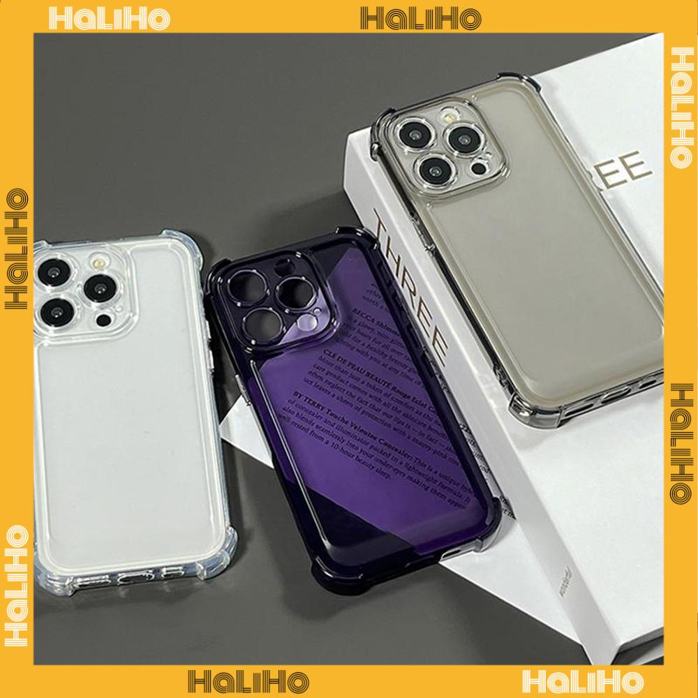 Ốp lưng Ốp Lưng iPhone 11 Ốp Điện Thoại Trong Suốt TPU Mềm Túi Khí Chống Sốc Vỏ Máy Ảnh Đơn Giản Màu Tím Đen Tương Thích Với iPhone 14 Pro Max 13 Pro max 12 Pro Max 11 xr xs max 7Plus 8Plus