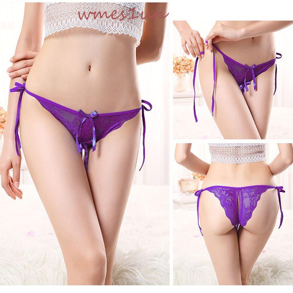 Quần Lót Lọt Khe Phối Ren Hoa Thoáng Khí Hở Lưng Quyến Rũ WMES15H