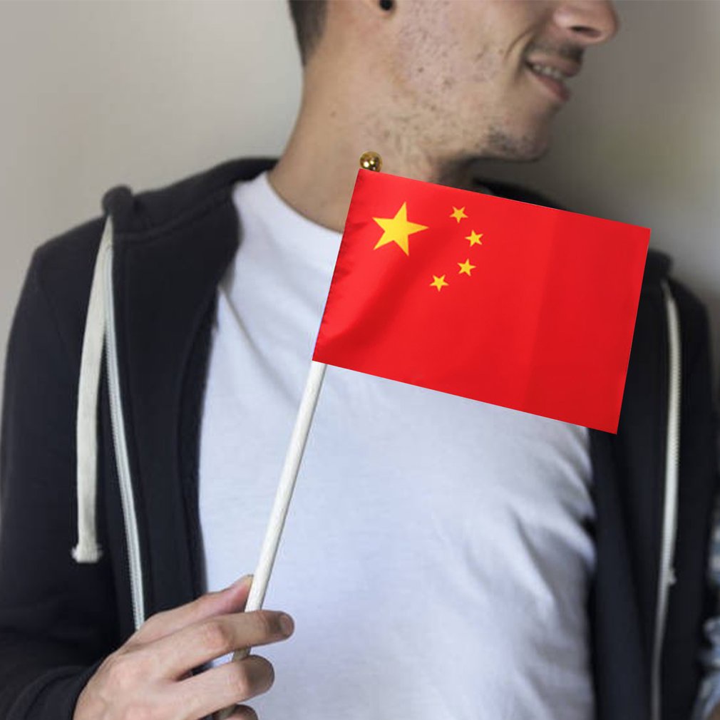 =Christmas=10pcs 14*21cm Flags China National Flag With Plastic Flagpoles Waving Flags