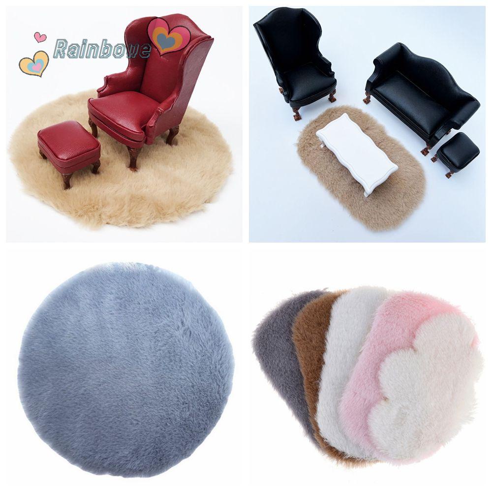 Thảm Lông Xù Hình Cầu Vồng Trang Trí Nhà Búp Bê