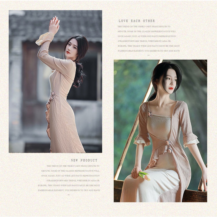 Đầm Dáng Dài Phong Cách Trung Hoa Thời Trang Mùa Hè Mới 2022