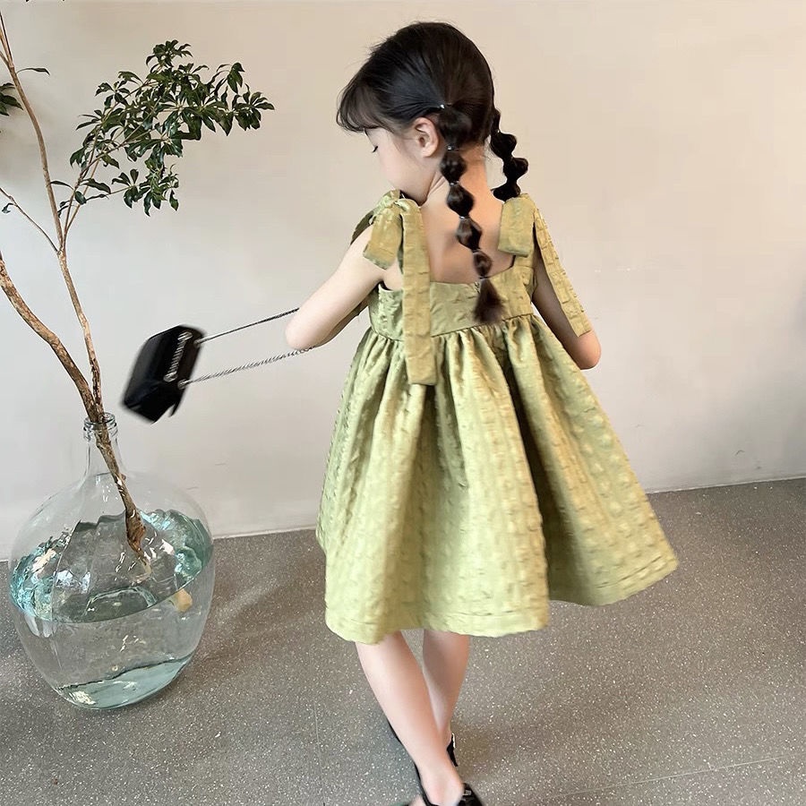 Đầm Công Chúa Mùa Hè Hàn Quốc 2023 Không Tay Màu Trơn Mới Cho Bé Gái