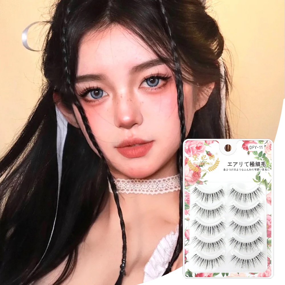 Hộp 5 Cặp Lông Mi Giả Dày / Dài Với Dải Trong Suốt Mềm Mại Thoải Mái Dùng Để Hóa Trang / Lông Mi Giả / Lông Mi Giả