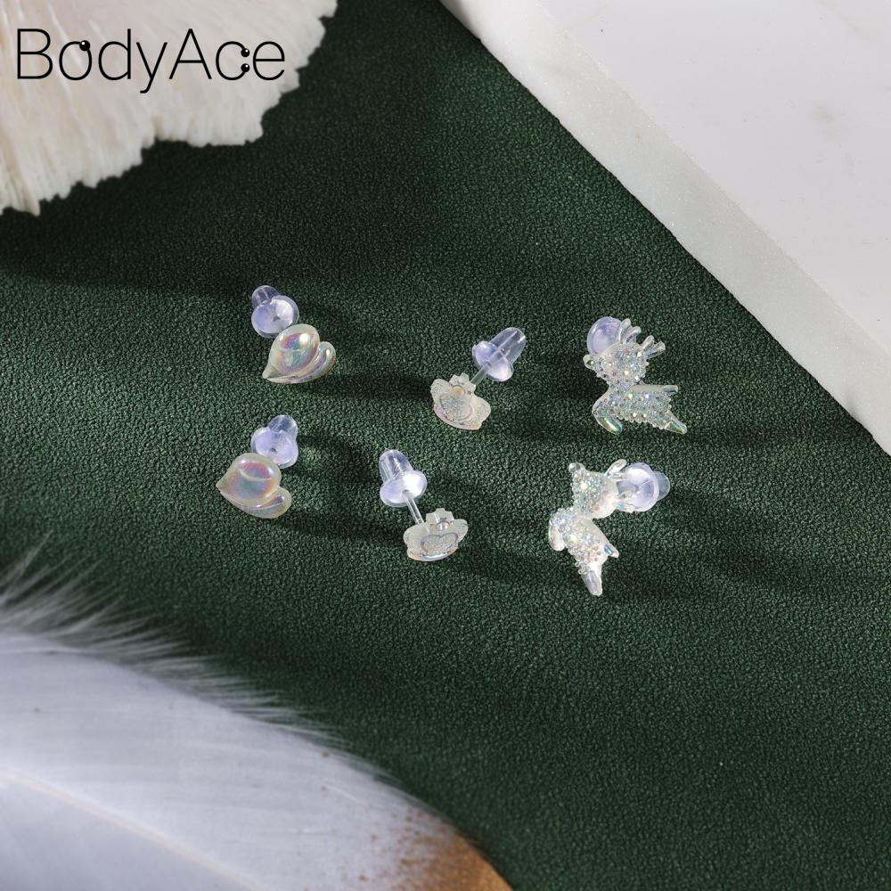 1 Bộ Khuyên Tai Acrylic Trong Suốt Hình Gấu / Bông Hoa / Ngôi Sao / Nơ / Mặt Trăng / Ngôi Sao Không
