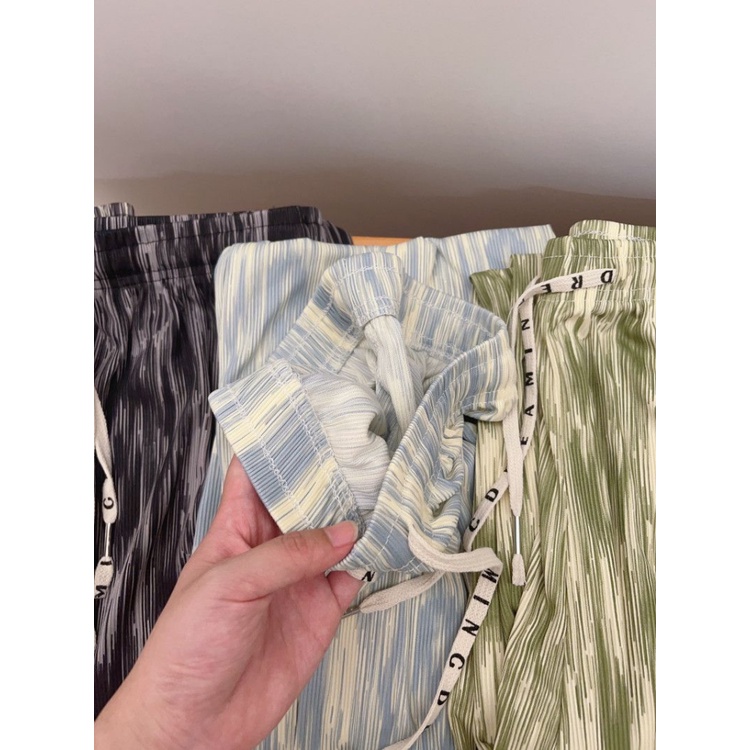 Quần Dài Lưng Cao Ống Rộng Vải Lụa Nhuộm Màu Thời Trang Mùa Hè Cho Nữ