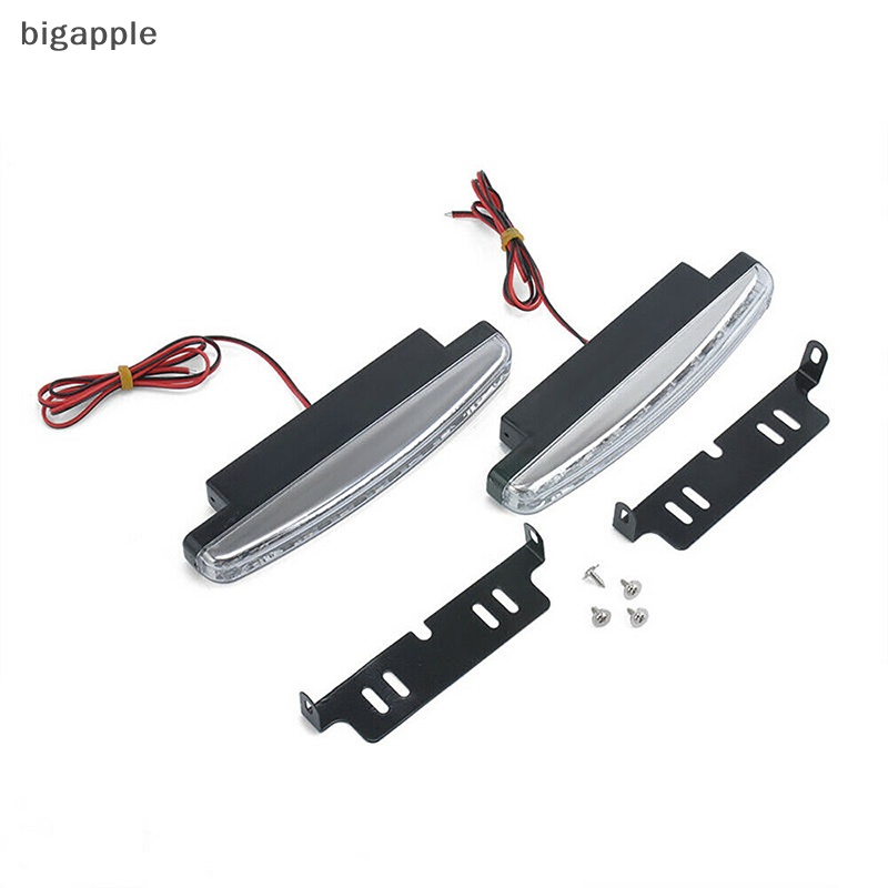 2 Đèn Pha Chống Sương Mù 8 Bóng LED DRL Ánh Sáng Trắng Cho Xe Hơi