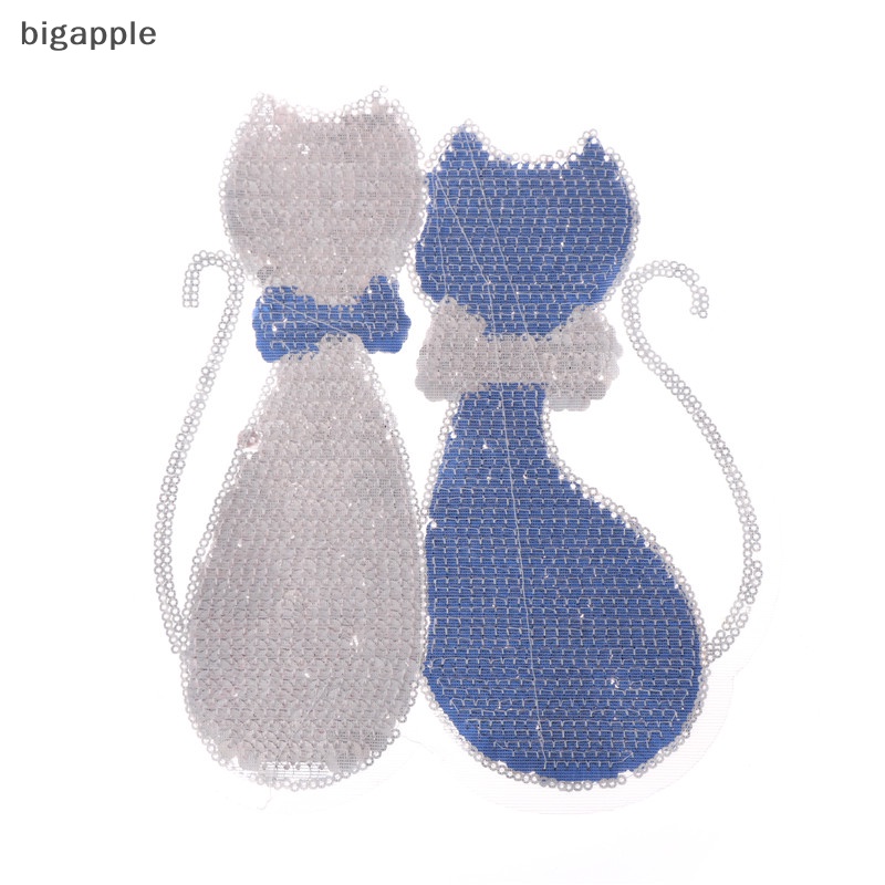 Miếng Vá Trang Trí Áo Thun Hình Mèo Đính Sequin Lấp Lánh