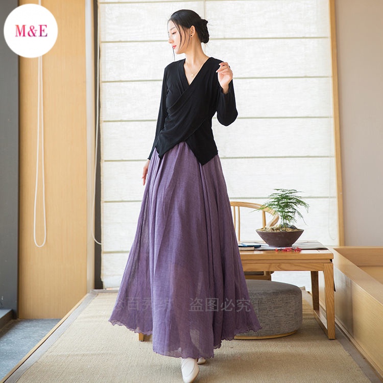 Chân Váy Xếp Ly Chất Liệu Cotton Lanh Thời Trang Mùa Thu Xinh Xắn Cho Nữ