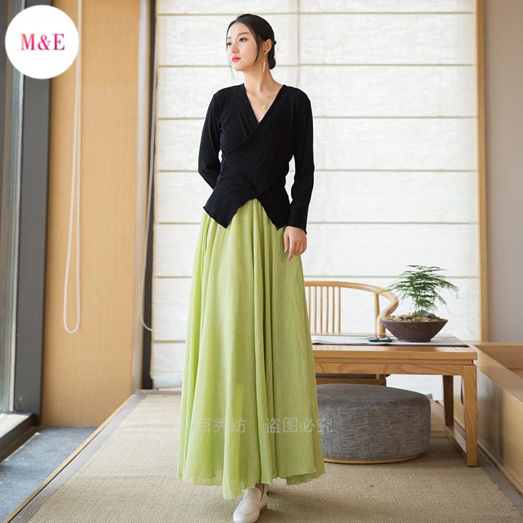 Chân Váy Xếp Ly Chất Liệu Cotton Lanh Thời Trang Mùa Thu Xinh Xắn Cho Nữ