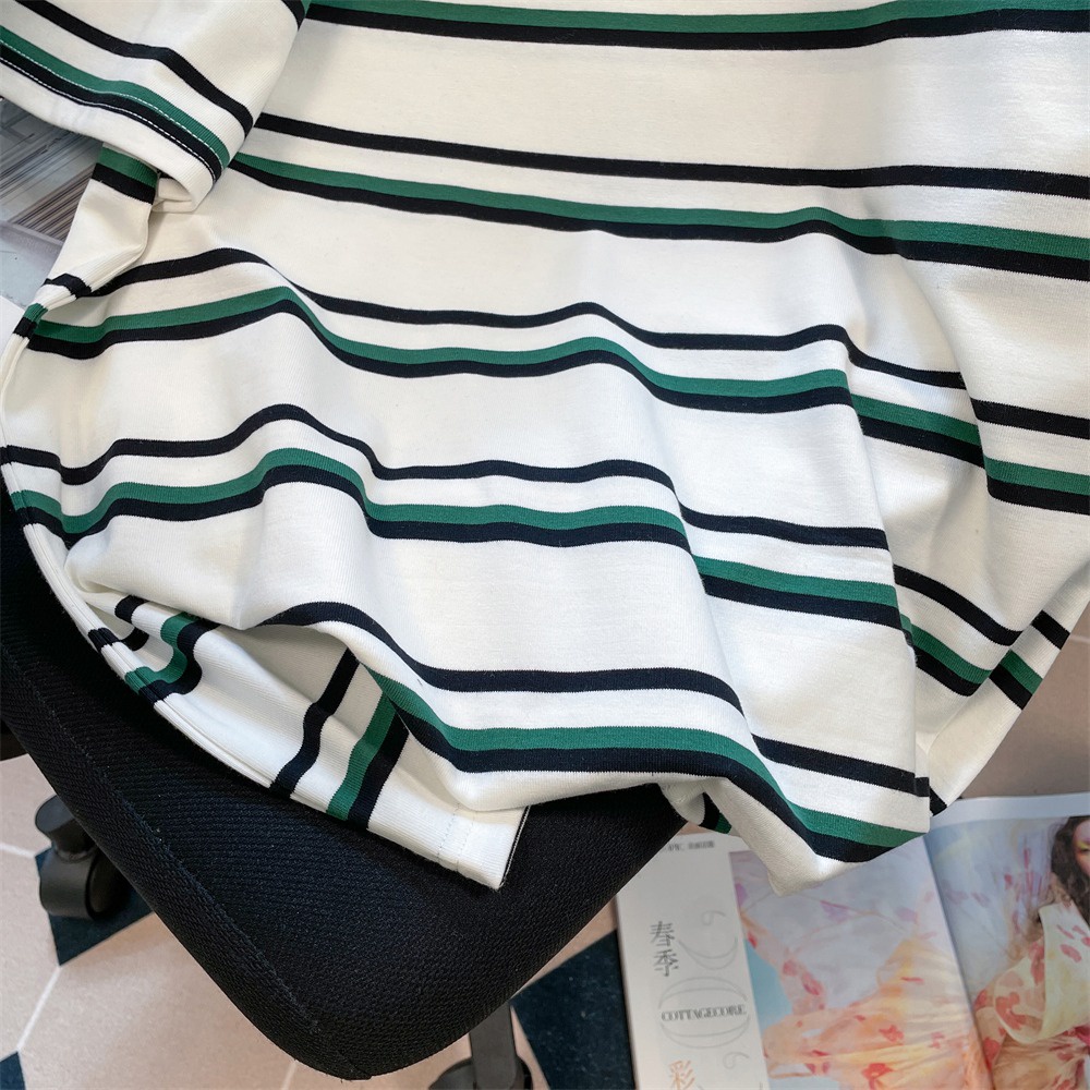 Áo Thun Ngắn Tay Sọc Ngang Thời Trang Nữ Tính