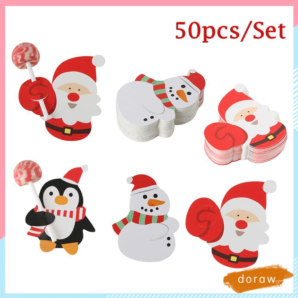 Set 50 Thiệp Mời Giáng Sinh Bằng Giấy Hình Chim Cánh Cụt / Người Tuyết