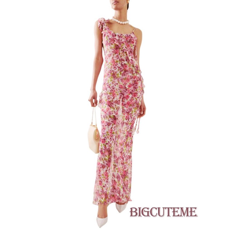 Đầm Hai Dây Dáng Dài In Hoa Hở Lưng Thời Trang Mùa Hè Cho Nữ