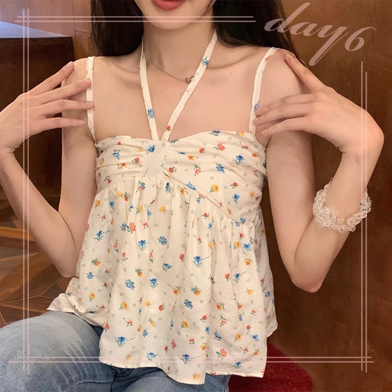 Áo Tank Top 2 Dây In Hoa Phong CáCh HàN QuốC