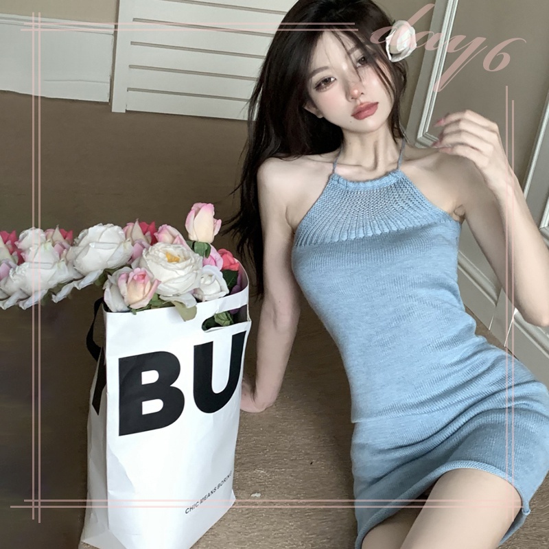 Đầm Ôm Dệt Kim Không Tay Màu Sắc Thời Trang Gợi Cảm Cho Nữ