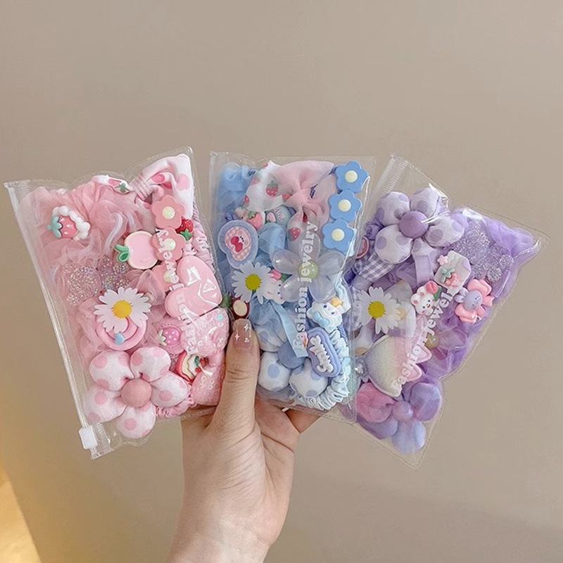 Mới Dây Buộc Tóc Cao Su Phối Lưới Màu Kẹo Phong Cách Hàn Quốc Cho Bé Gái