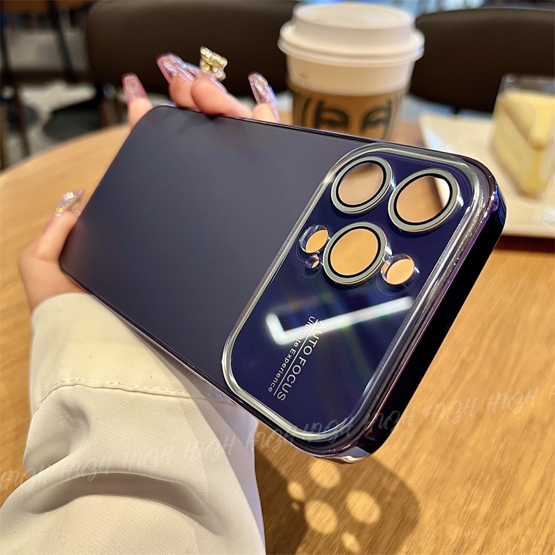 Ốp Điện Thoại Mặt Kính Cường Lực Cứng Chống Sốc Mạ Điện Cho iPhone 11 12 13 14 Pro Max 14 Plus 13pro 14pro