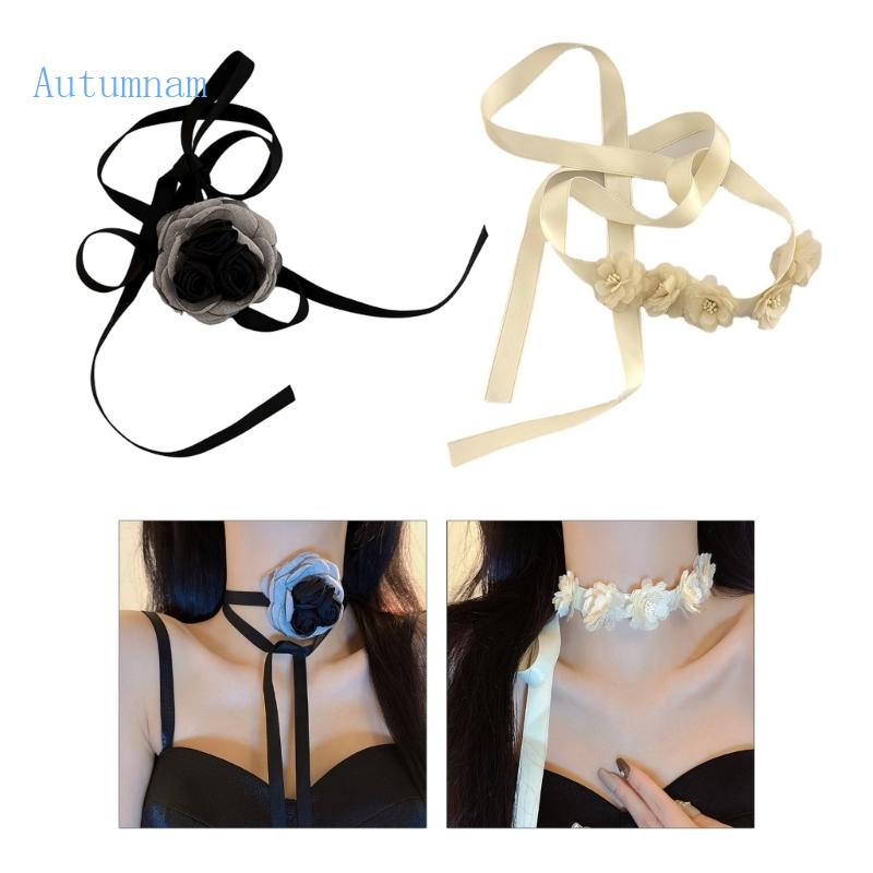 Vòng Cổ Choker Mặt Hoa Nhỏ Ngọt Ngào Thanh Lịch Phong Cách Cổ Điển