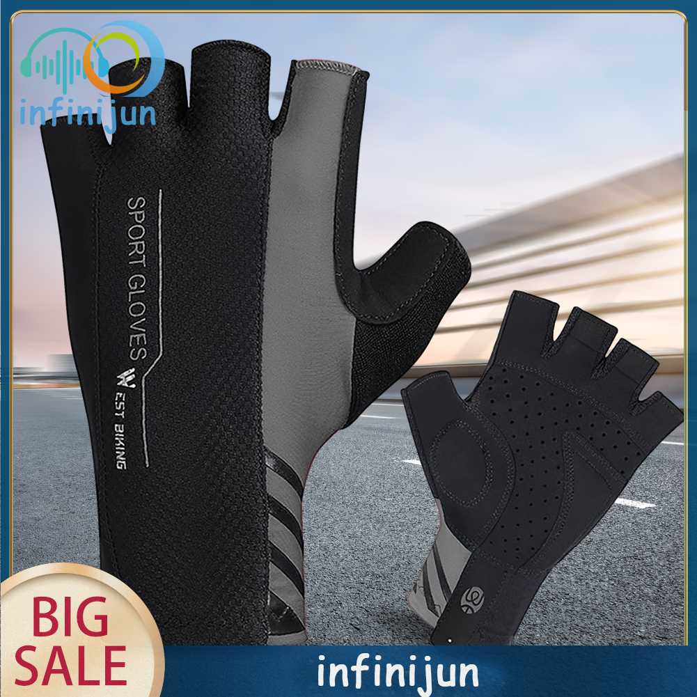 Găng Tay Hở Ngón Co Giãn Thoáng Khí Thời Trang Đi Xe Đạp M-XL