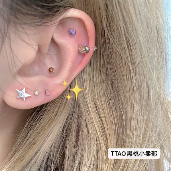 [F &amp; X] Bông Tai Bạc 925 Zeng Hình Trái Tim Mặt Cười Độc Đáo Phong Cách Retro