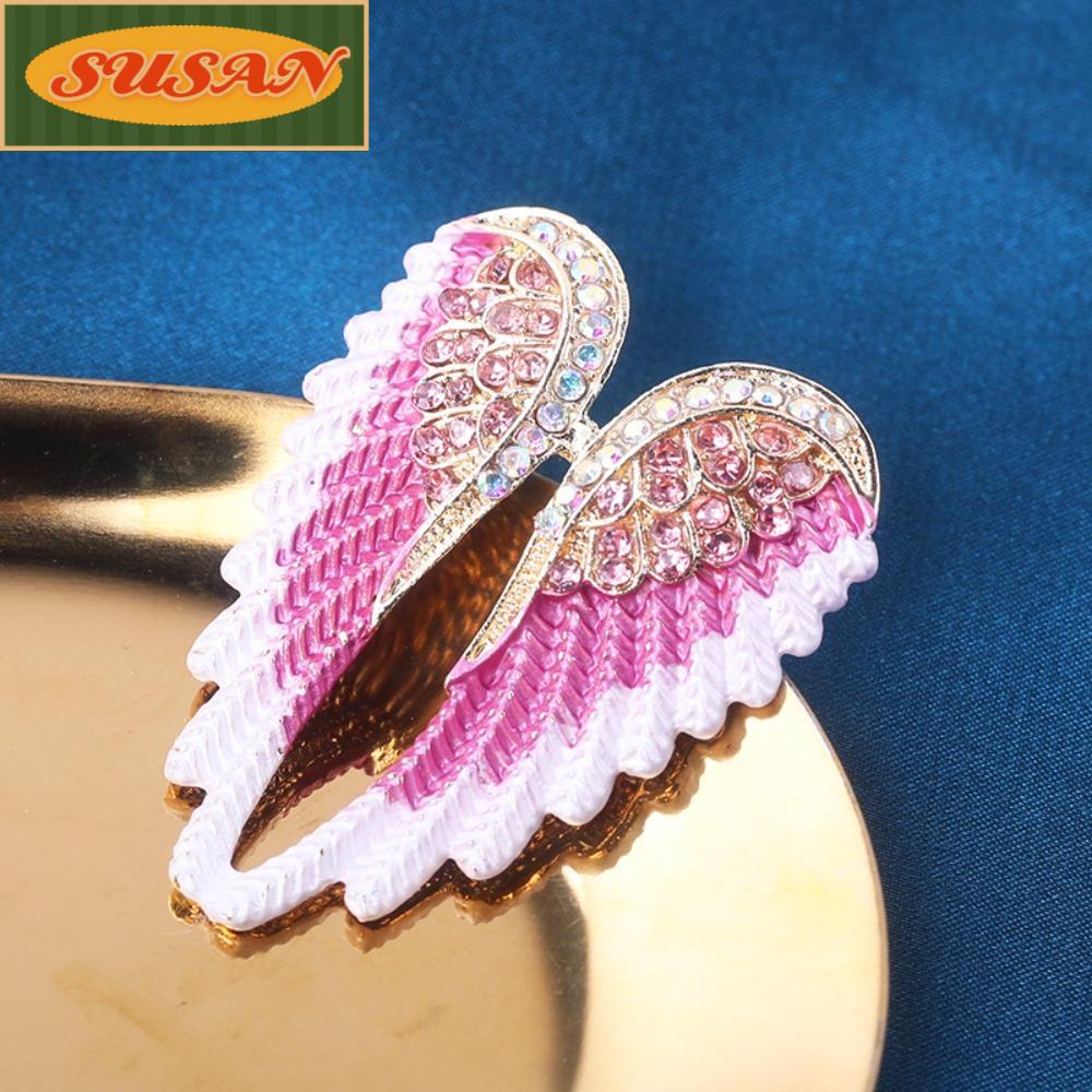 2 Trâm Cài Áo Hình Lông Vũ Đính Đá Lấp Lánh