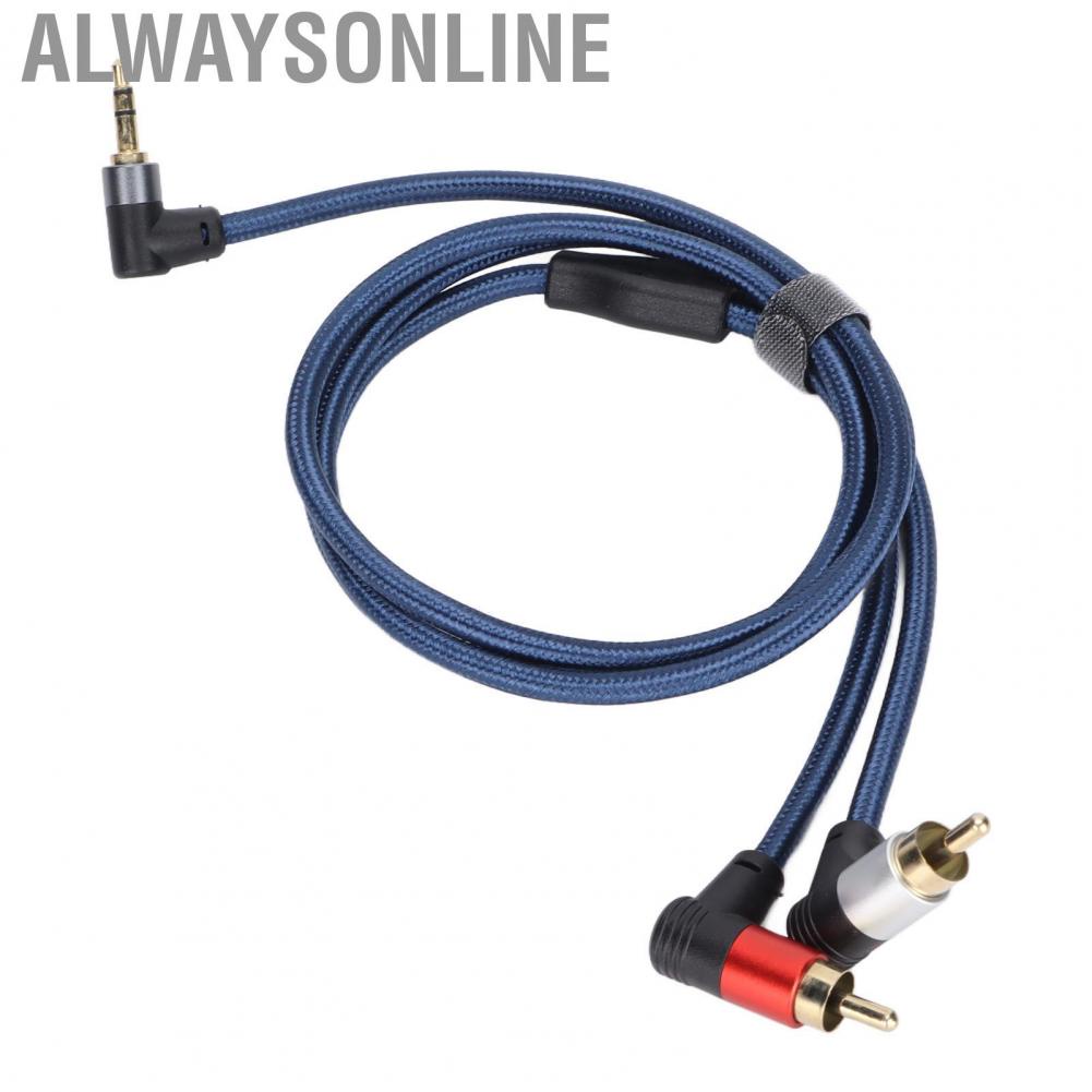 Alwaysonline 3.5mm Male To 2RCA Adapter Nylon Braid AUX Y Cord For Smartphones FSO