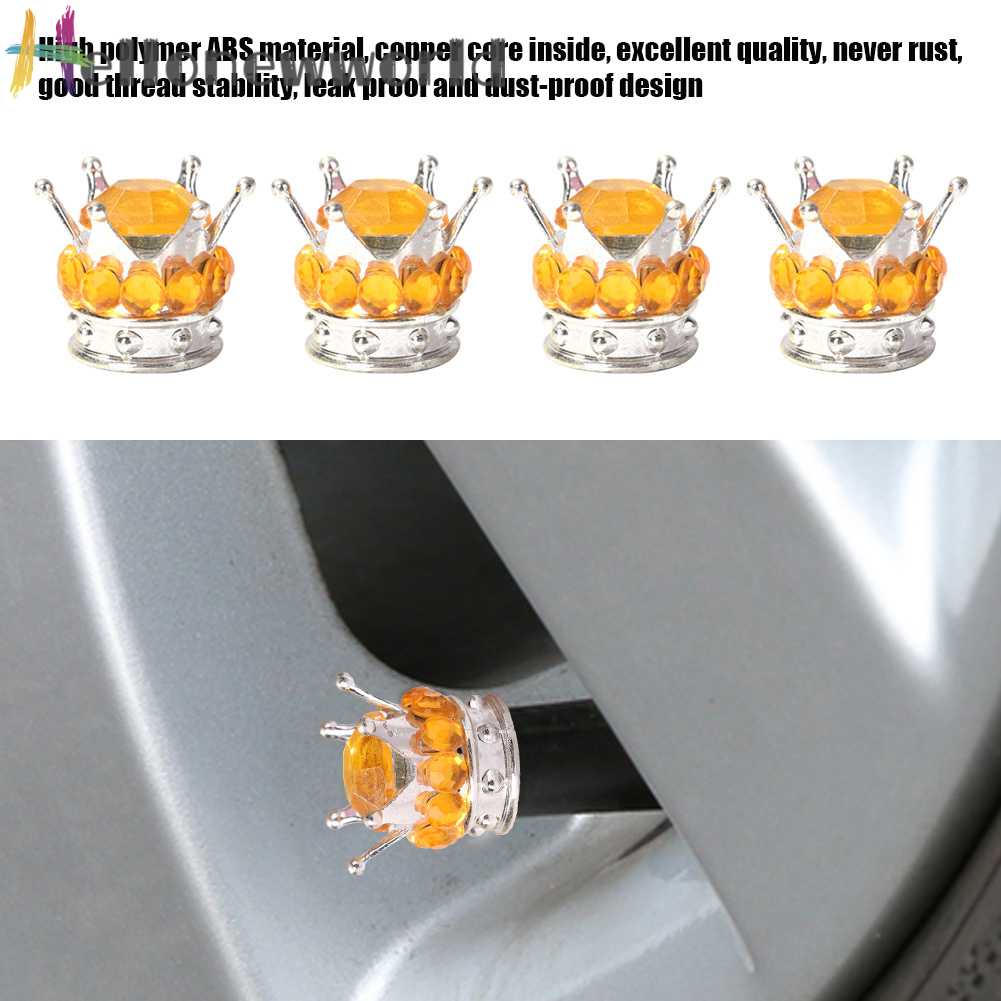 Bộ 4 Nắp Van Bánh Xe Ô Tô Hình Vương Miện Đính Đá Sang Trọng Ốp