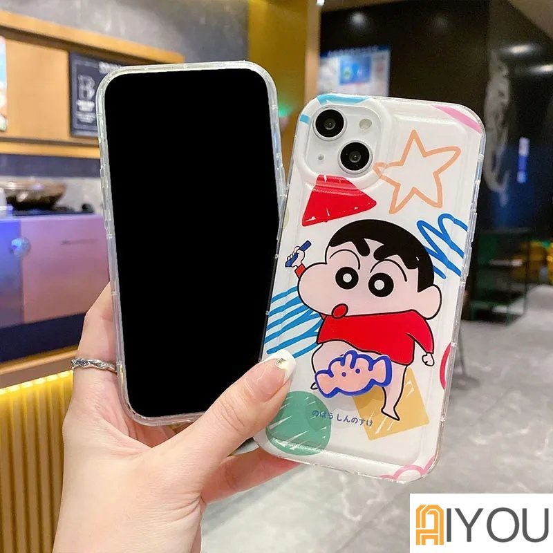 Ốp lưng iphone Ốp Điện Thoại Mềm Hình Shin-Chan Có Đệm Khí Chống Sốc Cho iPhone11 12promax 13 14 Iphone xs xr 8plus / 7plus