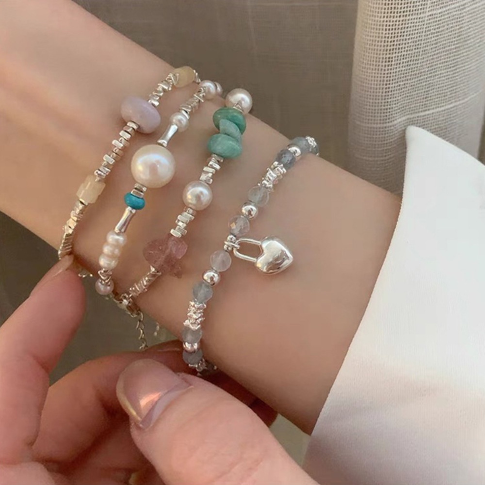 Vòng Tay Chuỗi Hạt Đá Nhiều Màu Phong Cách Hàn Quốc Thời Trang Cho Nữ