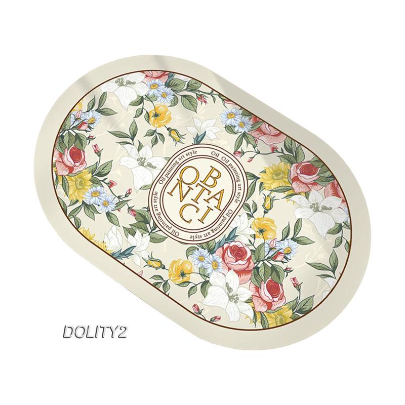 Set 2 Thảm Lót Sàn Nhà Tắm / Bồn Rửa Chén Hình Oval Thấm Hút Nước Chống Trượt