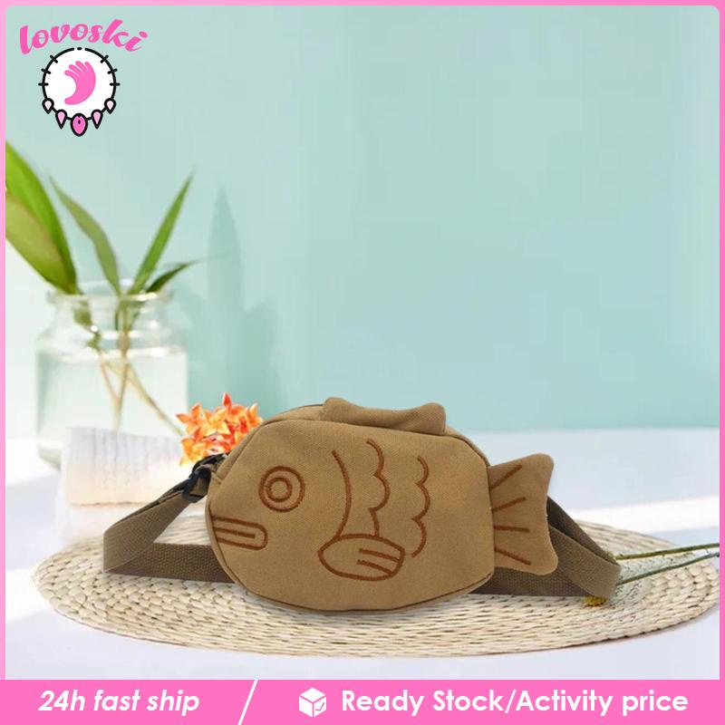 Túi Tote Đeo Vai / Xách Tay Bằng Vải Canvas Hình Cá Có Thể Điều Chỉnh Dây Đeo Chéo Cho Bạn Gái