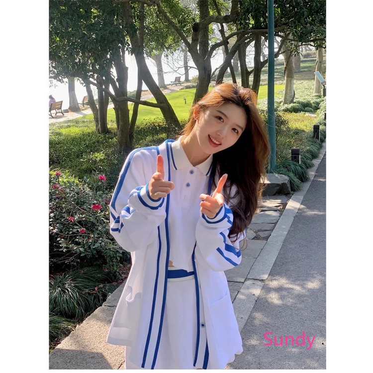 Bộ Áo polo Ngắn Tay Thêu Họa Tiết + Chân Váy Chữ A Dáng Rộng Thời Trang Mùa Hè Dành Cho Nữ