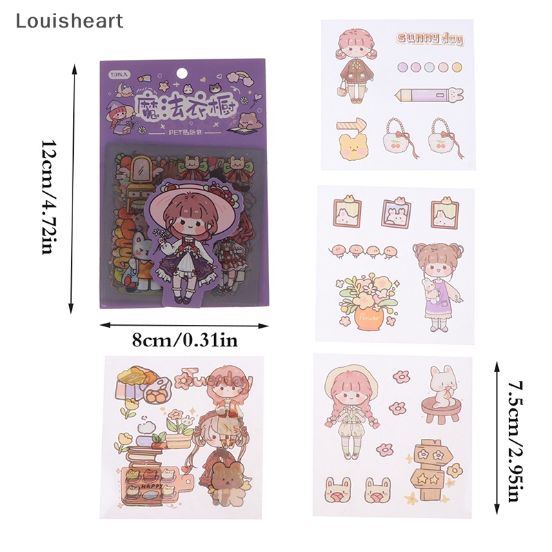 Bộ 20 Tấm Sticker Dán Trang Trí Hình Động Vật Hoạt Hình Louisheart TFG