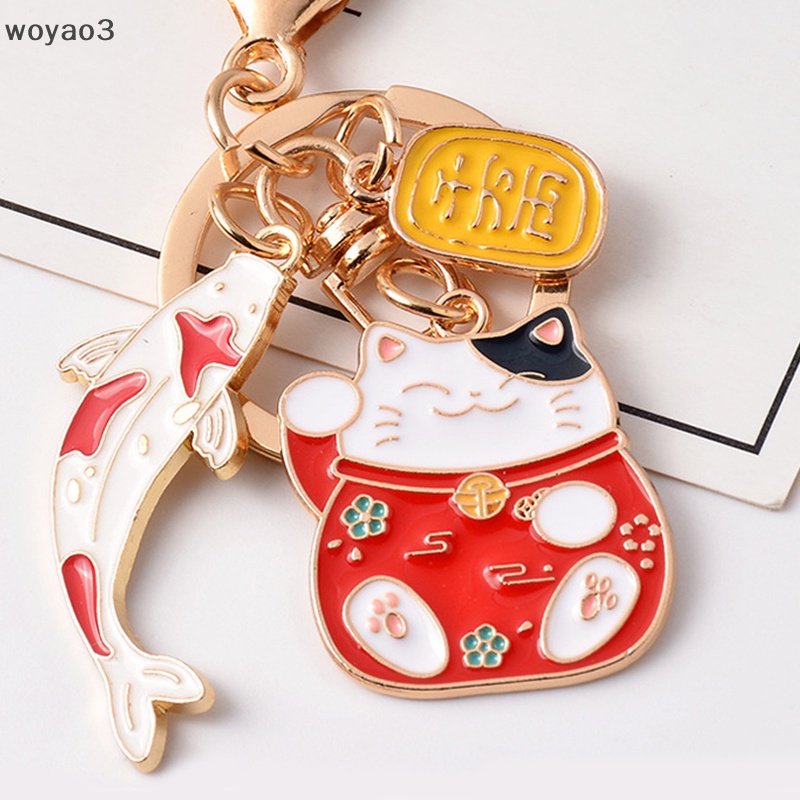 Móc Khóa Hình Cá Koi Và Mèo May Mắn Nhật Bản woyao3