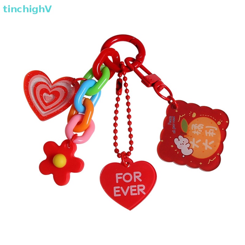 [TinchighV] Móc Khóa Hình Trái Tim / Hoa Dễ Thương Trang Trí Ba Lô / Túi Xách [Mới]