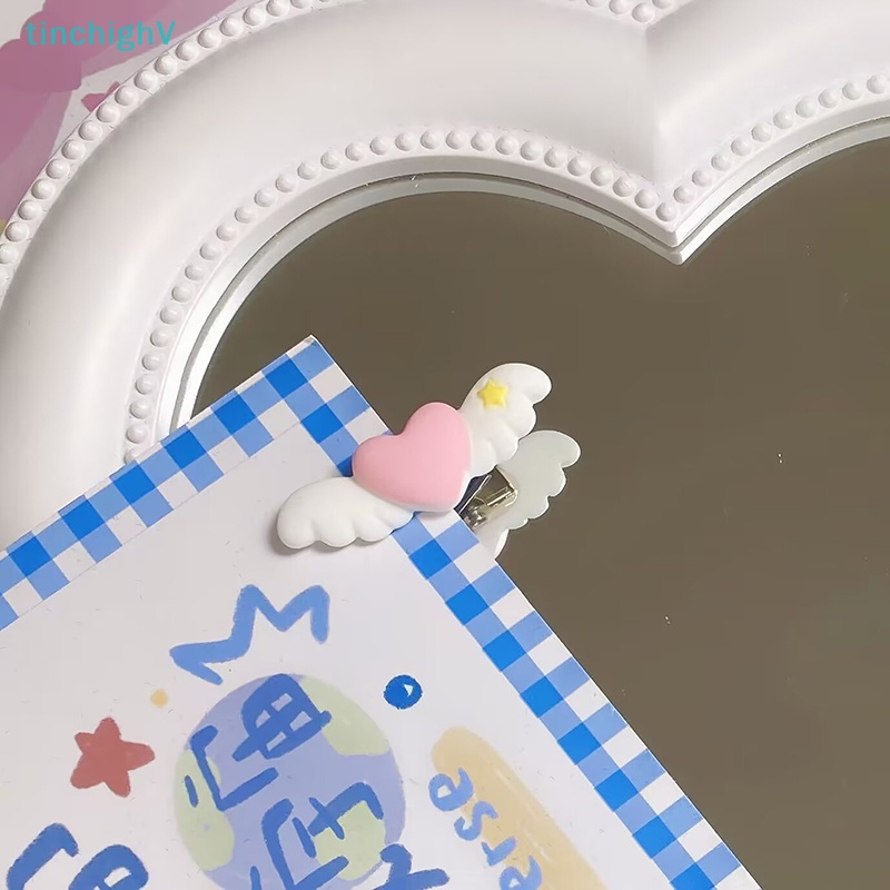 Bộ 2 Kẹp Tóc Hình Trái Tim / Đôi Cánh Thiên Thần Mini Dễ Thương Phong Cách Hàn Quốc Cho Nữ