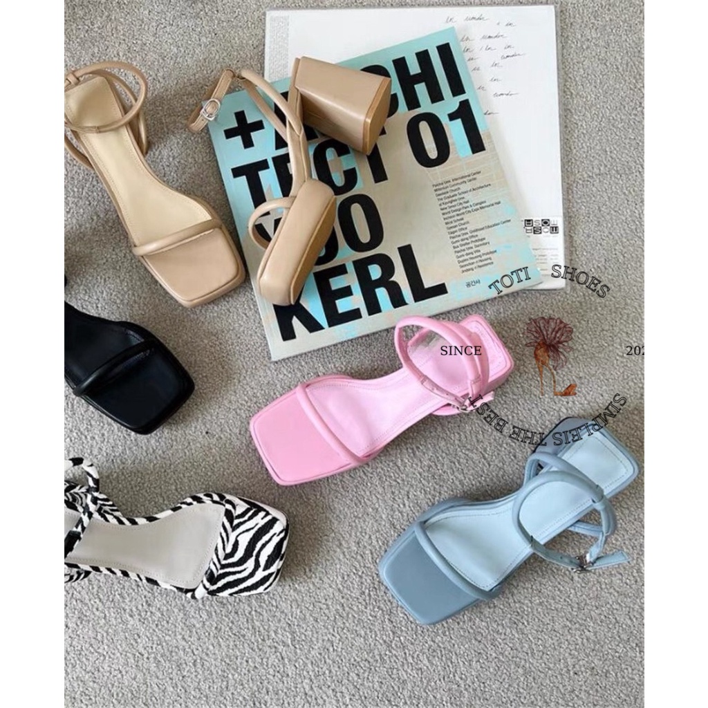 GIÀY THỜI TRANG TOTIIE STORE - SANDAL CAO GÓT MŨI VUÔNG ĐÚP CAO - GUỐC NỮ QUAI NGANG MẢNH G2302120