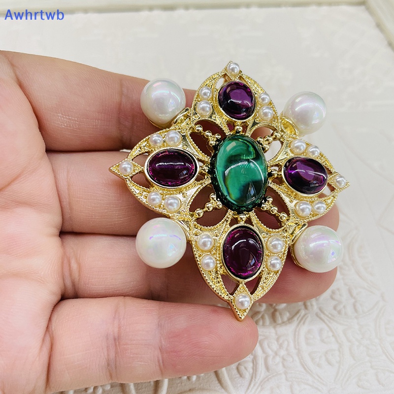 Ghim Cài Áo Hình Thánh Giá Đính Ngọc Trai Giả Nhiều Màu Sắc Phong Cách Vintage Mới