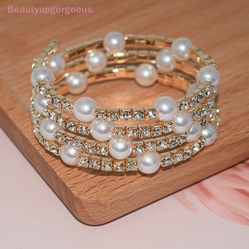 Vòng Tay Ngọc Trai Nhân Tạo Nhiều Lớp Co Giãn Thanh Lịch Dành Cho Nữ