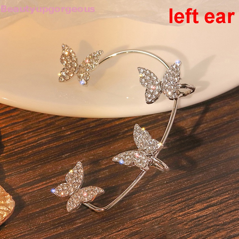 Bông Tai Dạng Kẹp Hình Bướm Đính Đá Zircon Lấp Lánh