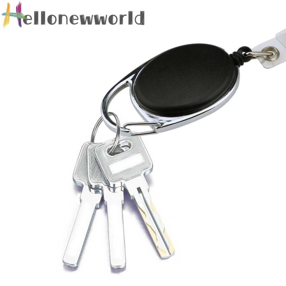 2 Móc Khóa Gắn Thẻ Tên ID Màu Đen Có Thể Thu Gọn