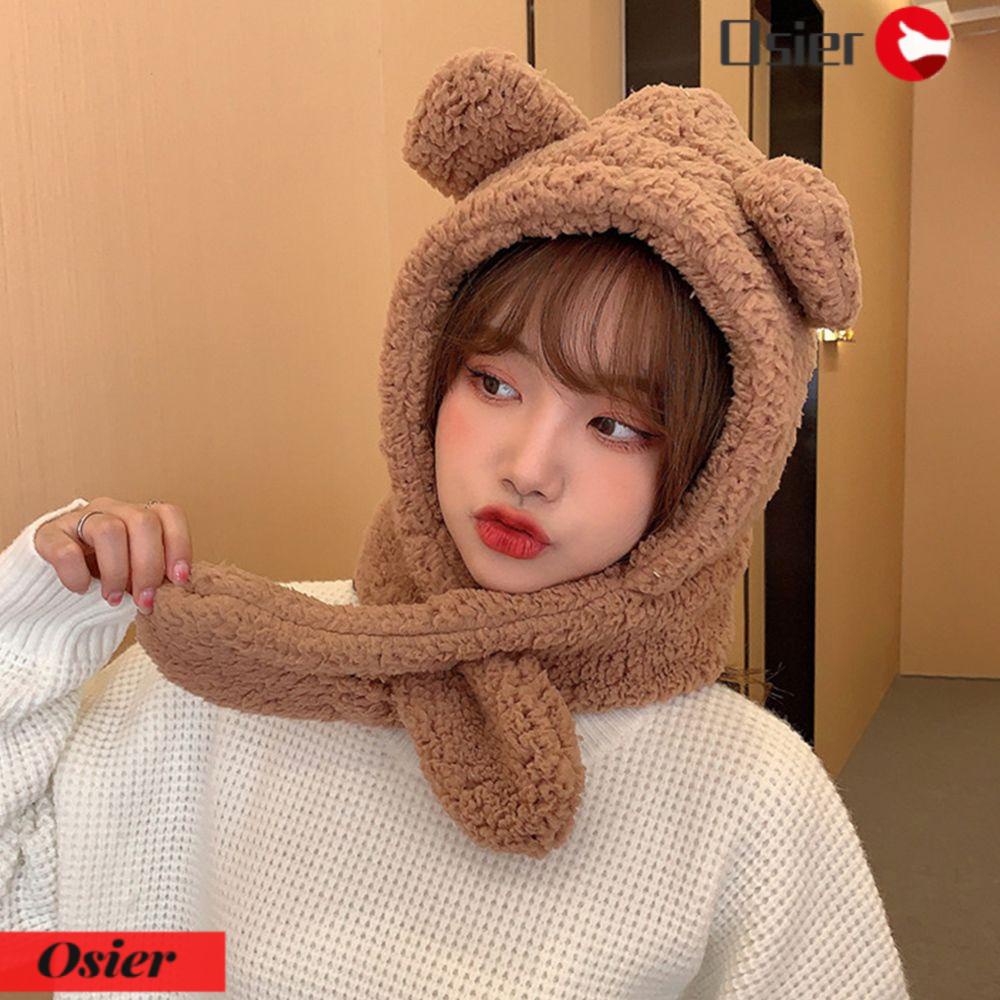 Mũ Tai Gấu Kèm Khăn Choàng Chống Gió Thời Trang Mùa Đông Dễ Thương Cho Nữ 1