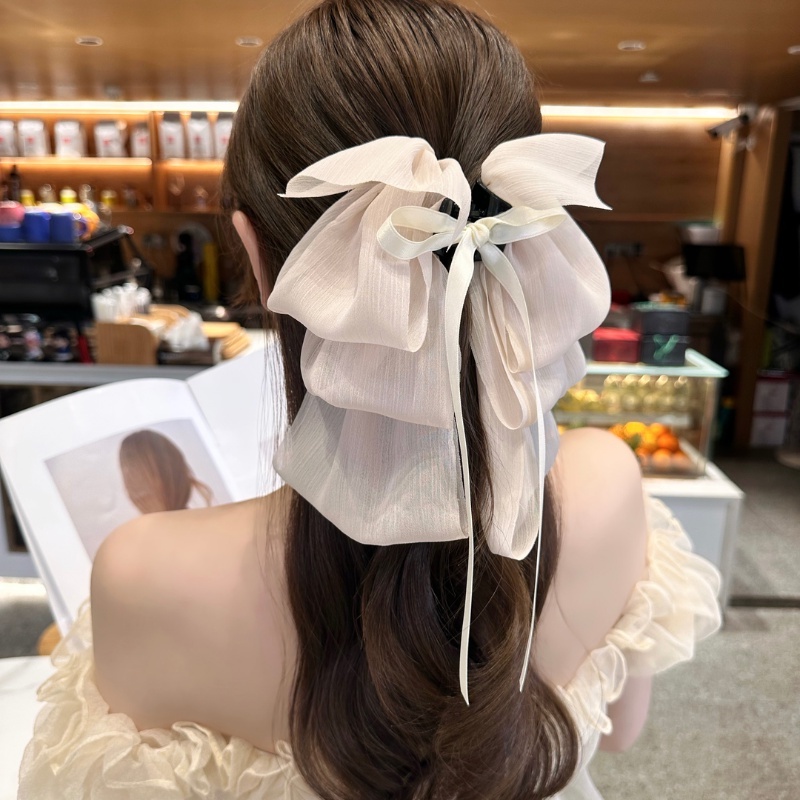 Kẹp Tóc Hình Nơ Lưới Đính Cá Mập Trang Trí Tóc Mới 2023