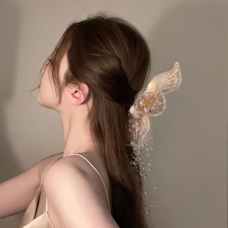 Kẹp Tóc Công Chúa Cỡ Lớn Đính Tua Rua Chống Trượt Thời Trang Mùa Hè Cho Bé Gái